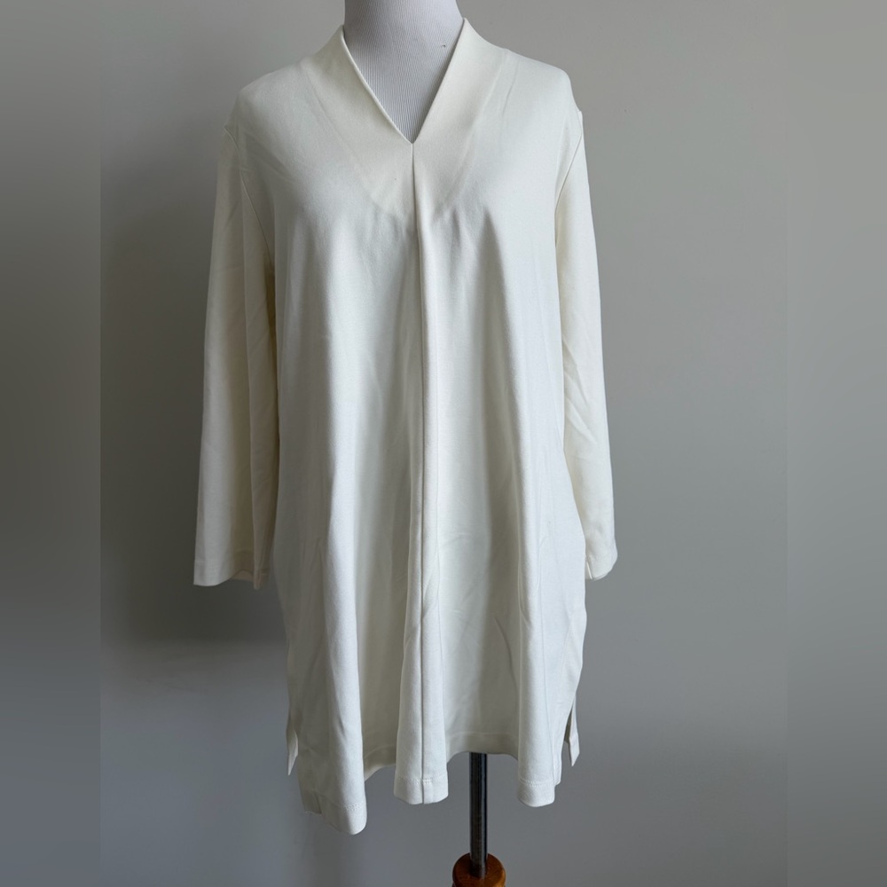 J. Jill Cream Long Sleeve V-Neck Tunic in medium